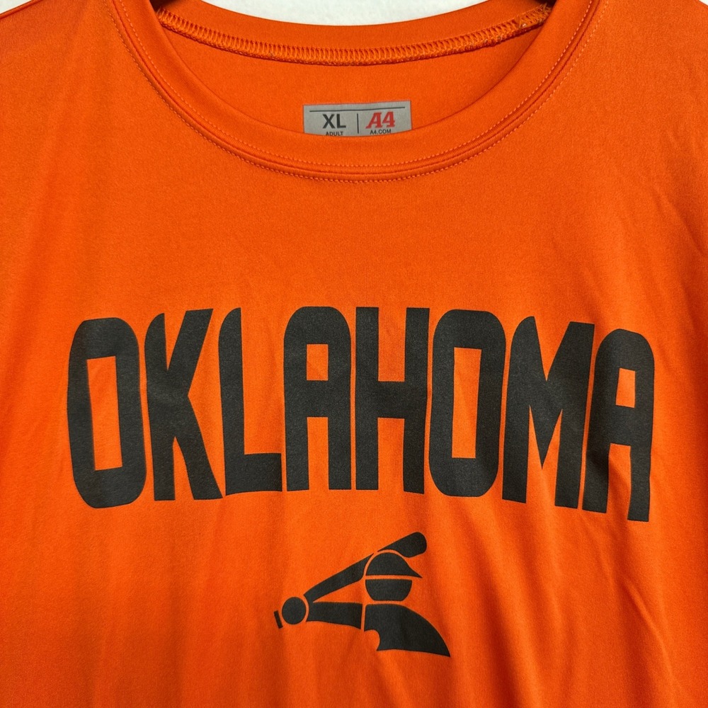A4 Oklahoma State Baseball Performance Shirt Mens XL Orange Short Sleeve Tee 18